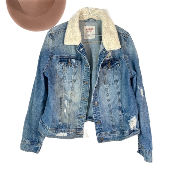 Mossimo Supply Co. Jackets & Blazers - Mossimo Blue Jean Sherpa Collar Jacket